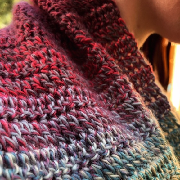 Handmade Crochet Unisex Extra Long Oversized Colorful Scarf with Fringe - Picture 3 of 7